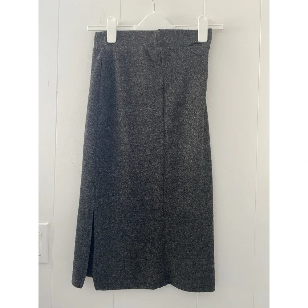 Soaked in Luxury Viscia Midi Skirt Grey Melange Knit Side Slit Women's XS